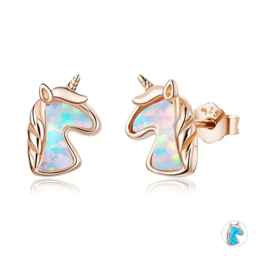 2 Colour Opal Licorne Stud Earrings For Women