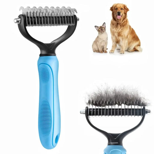 2-sided Undercoat Rake Pet Grooming Dematting Comb Brush For