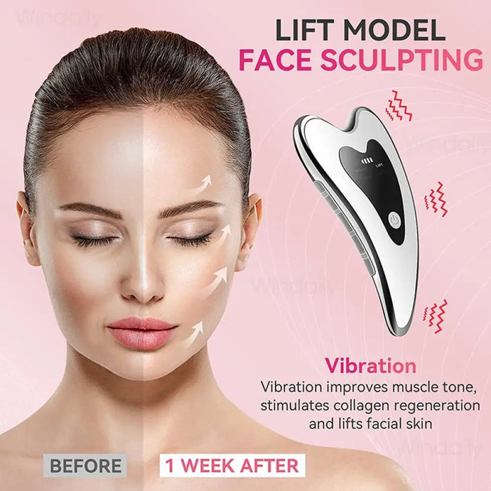 4 In 1 Electric Heated Vibration Gua Sha Face Massager Tools