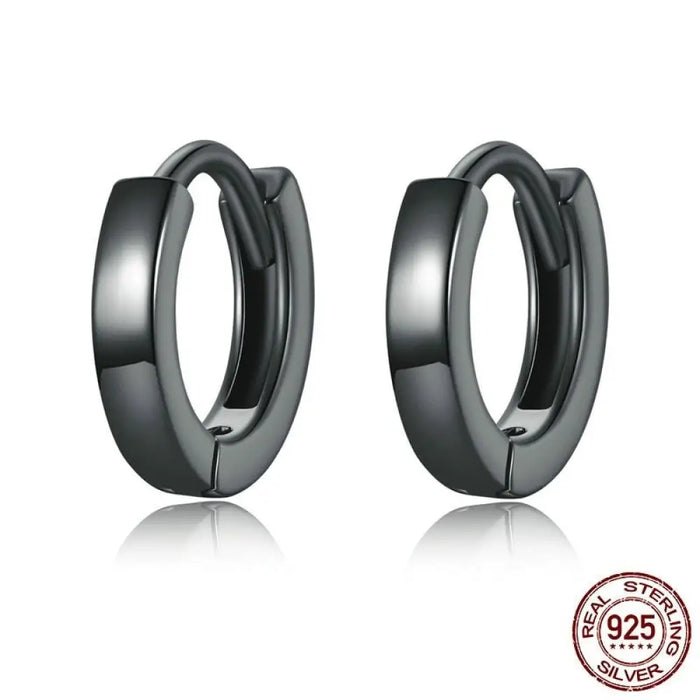 New 925 Sterling Silver Black Gold Ear Buckles Simplicity