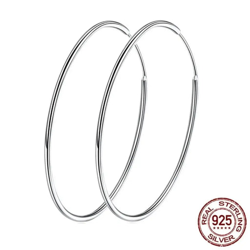 925 Sterling Silver Large Hoop Earrings Circle Endless