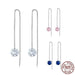925 Sterling Silver Pink Blue Zircon Drop Dangle Ear Threads