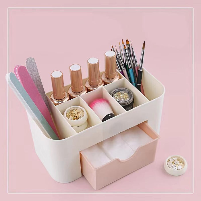 Nail Storage Box Plastic Drawer Style Easy to Clean Desktop Organization Large Capacity Cotton Swab Polishing Sand Strip Toolbox