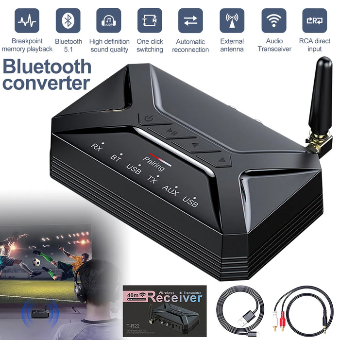 Wireless Bluetooth 5.0 Audio Adapter for Tv Car Pc Headphones