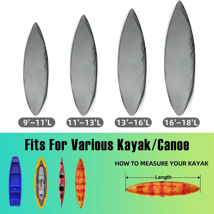 Universal Kayak Cover Canoe Boat Waterproof UV Rain Resistant Kayak Cover Dust Cover Shield Kayak Boat Canoe Storage Cover