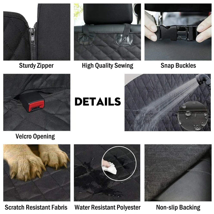 Dog Safety Protector Back Seat Mat With Zipper And Pocket For Travel