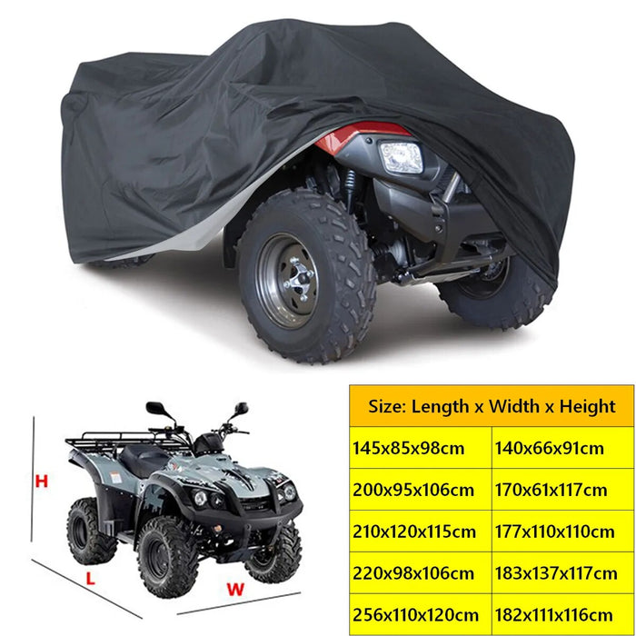 Universal Black 190T Motorcycle Waterproof Cover Quad Bikes ATV For Polaris Honda Yamaha Suzuki Size M L XL 2XL 3XL D15