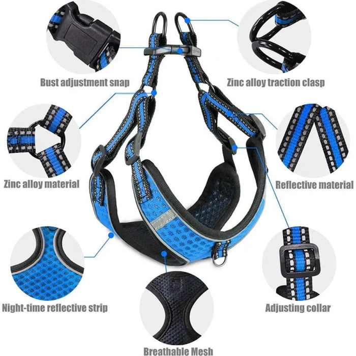 Adjustable Reflective Breathable Soft Air Pet Harness Leash