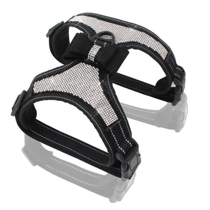 Reflective Bling Nylon Pet Harness Vest Bow Tie For Small