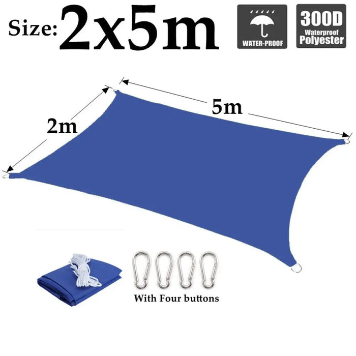 Sapphire Blue Waterproof Sun Sail Outdoor Awnings Polyester