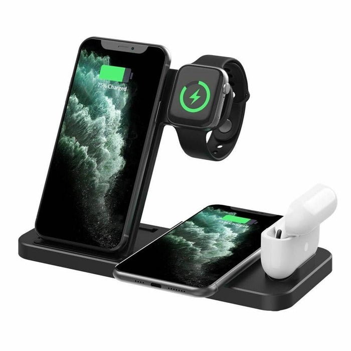 Vibe Geeks 4-in-1 Wireless Fast Charging Station for QI Devices- USB Powered