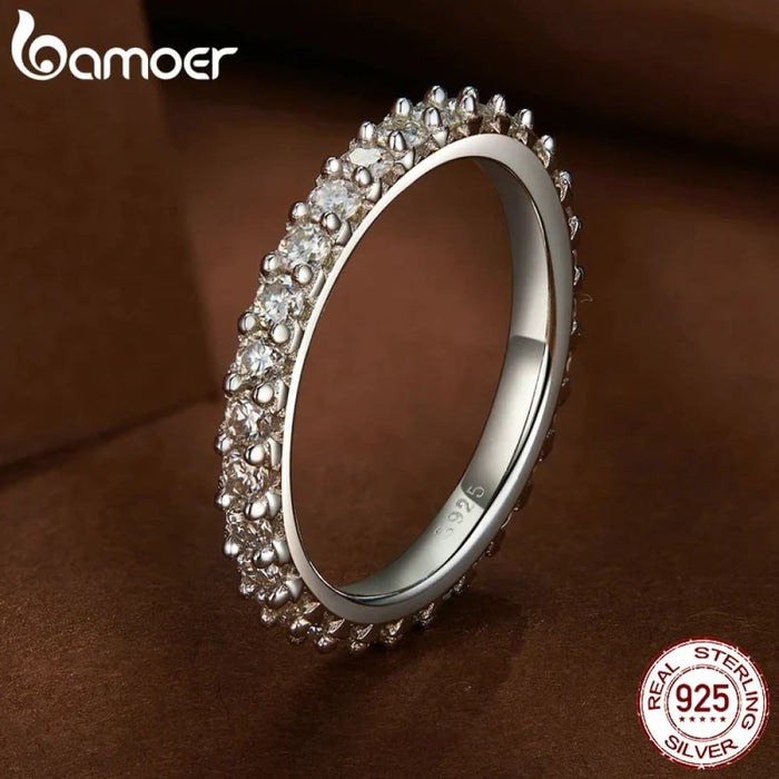 Womens 925 Sterling Silver Moissanite Ring Stackable Finger Ring Fine Jewellery Wedding Diamond Engagement Band
