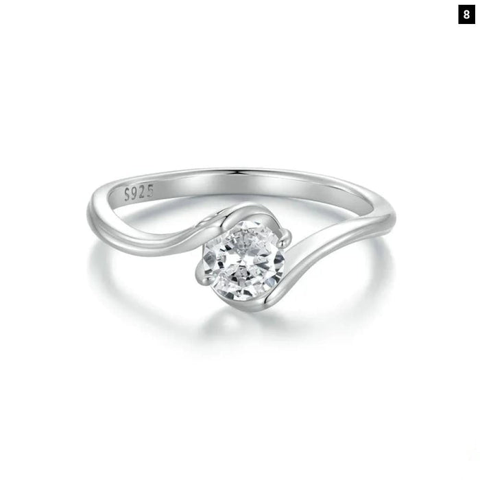 Womens D Colour Vvs1 Ex 0.5Ct Moissanite Ring Delicate Lab Diamond Ring 925 Sterling Silver Engagement Wedding Jewellery