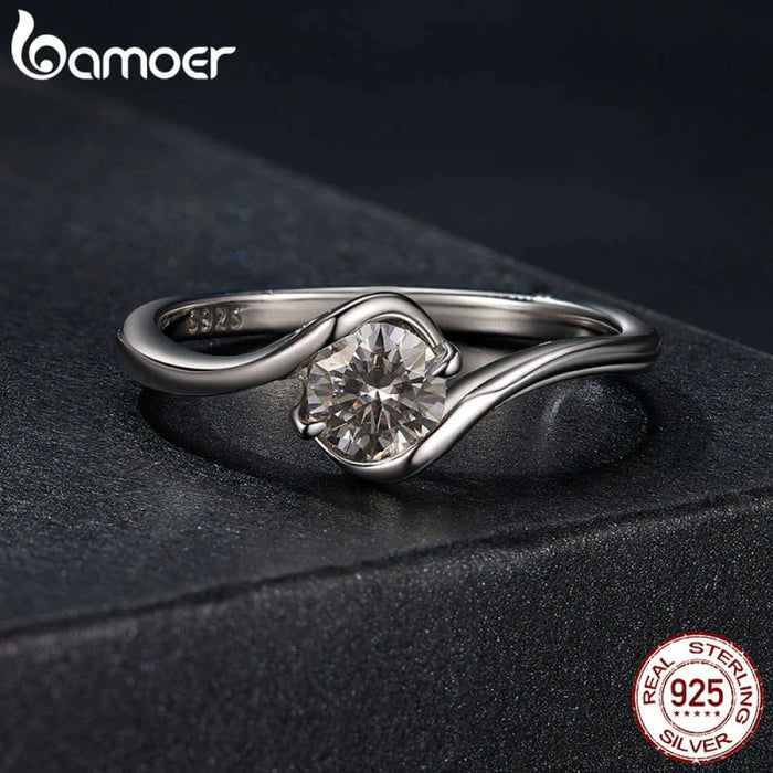 Womens D Colour Vvs1 Ex 0.5Ct Moissanite Ring Delicate Lab Diamond Ring 925 Sterling Silver Engagement Wedding Jewellery