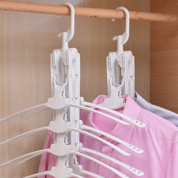 Vibe Geeks 8 In 1 Foldable And 360 Degree Rotatable Clothes Hanger - White