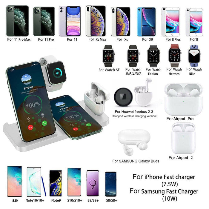 4-in-1 Wireless Fast Charging Station For Qi Devices- Usb