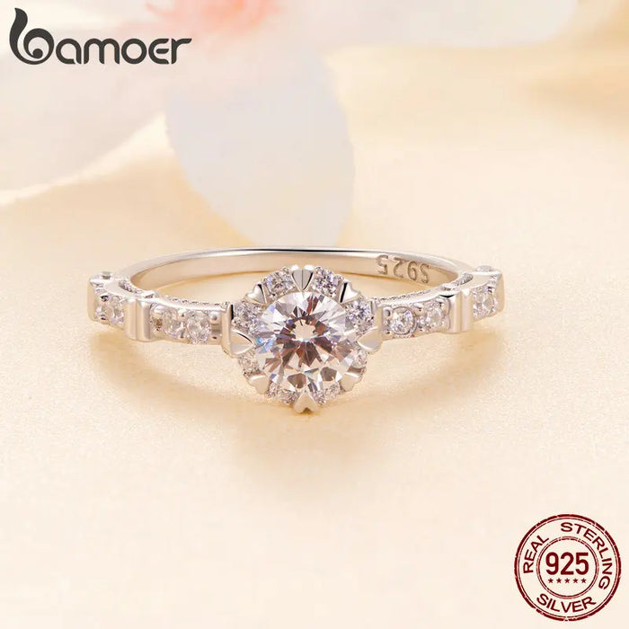 Womens 925 Sterling Silver 0.5Ct Round Moissanite Ring 8 Heart Claws Ring Fine Jewellery