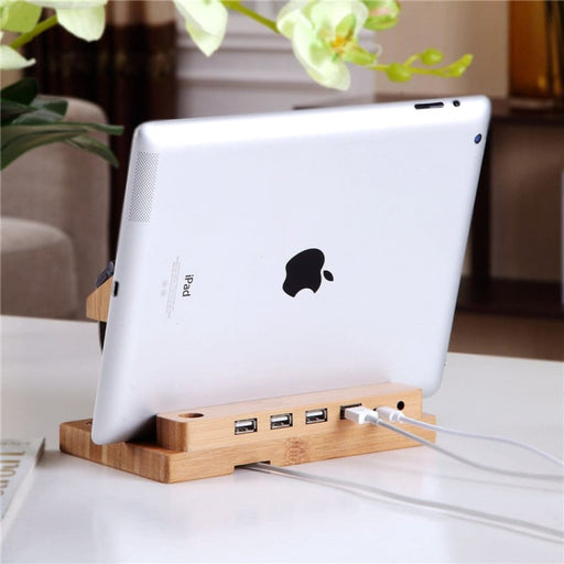Multi-functional Wood Bamboo Universal Charging Stand For