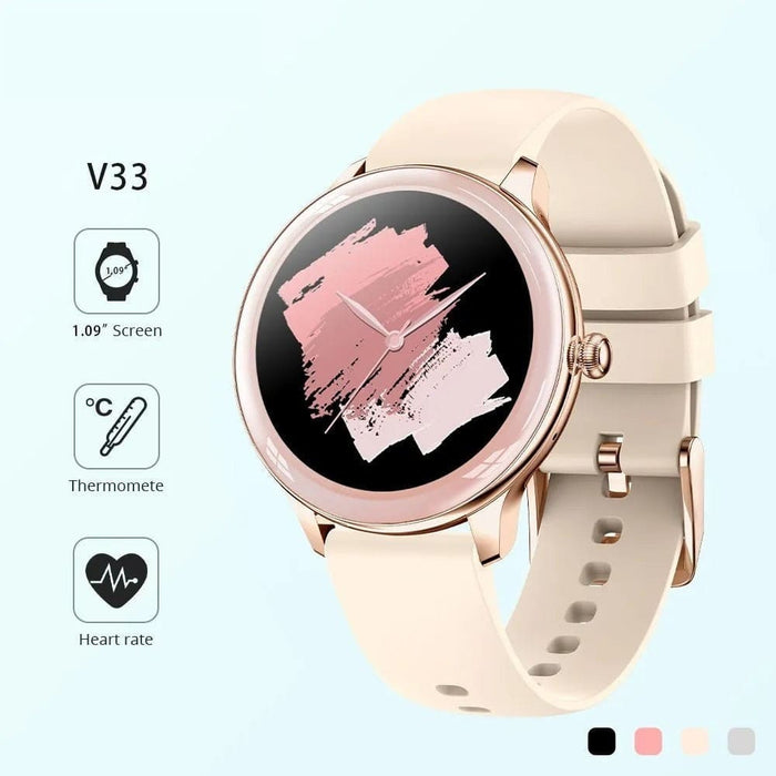 1.09 inch Full Screen Thermometer Heart Rate Sleep Monitor Smart Watch For Women