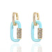 1 Pair Candy Colours Enamel Dangle Earrings With Stone
