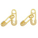 1 Pair Gold Colour Safety Pin Stud Earrings With White Green