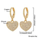 1 Pair Heart Gold Hoop Earring Dainty Pave Zirconia Dangle