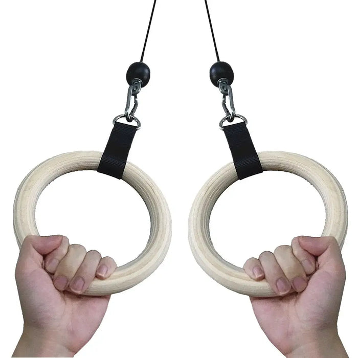 1 Pair Pull Up Wooden Gymnastic Ring Grip With Straps