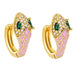 1 Pair Snake Circle Earrings With Crystal Stone 18k Gold