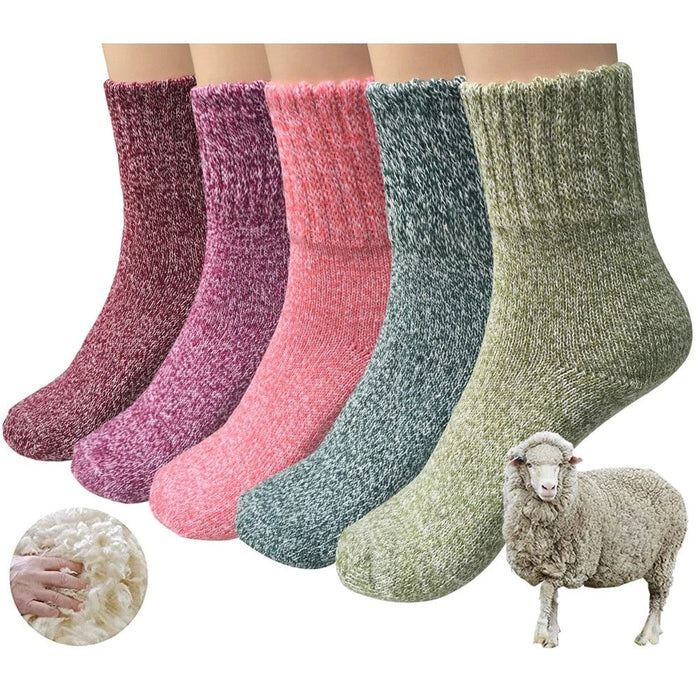 1 Pair Thick Knit Vintage Winter Warm Cozy Crew Socks For Women