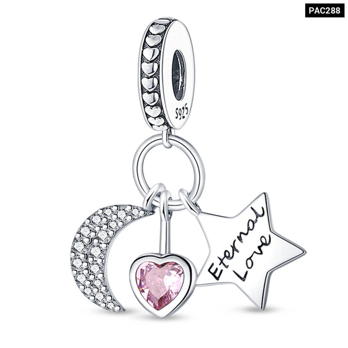 925 Sterling Silver Boys and Girls Heart-shaped Charms Beads Fit Original Pandora Bracelet Jewelry Making