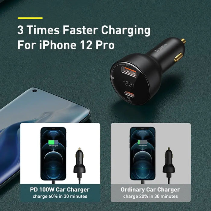 100w Qc4.0 Qc3.0 Pd Quick Car Charger For Iphone 14 13 12