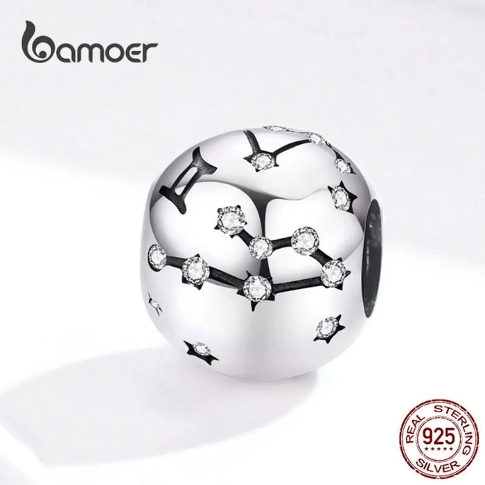 12 Constellation Zodiac Round Metal Beads For Women Bracelet