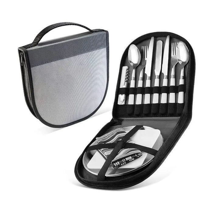 13 Pcs Outdoor Dining Cutlery Mess Kit For 2 With Storage