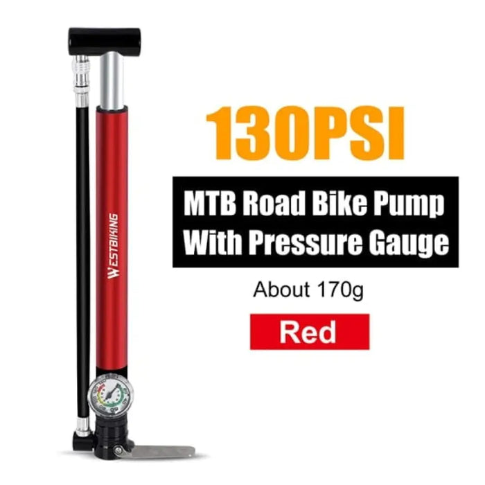 130psi Bike Pump With Pressure Guage