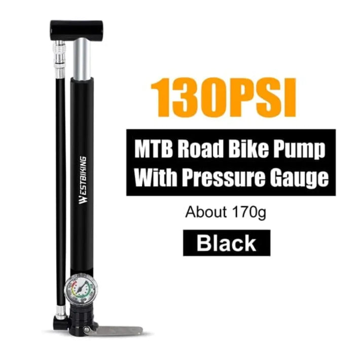 130psi Bike Pump With Pressure Guage