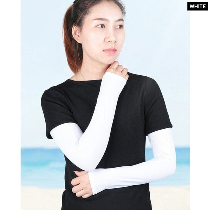 1Pair Ice Silk Cooling Athletic Long Arm Sleeves For Cycling Hiking Driving