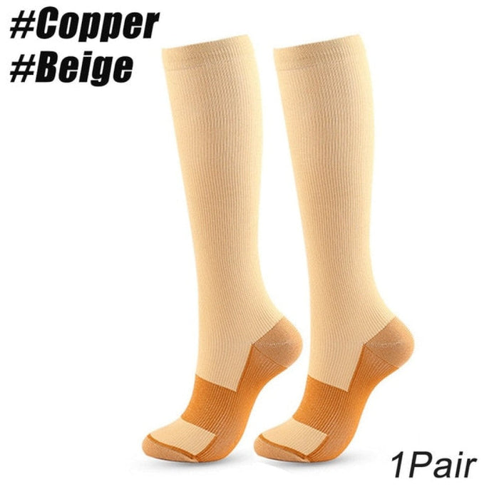 1Pair Copper Calf Compression Socks for Sports Cycling Running Camping