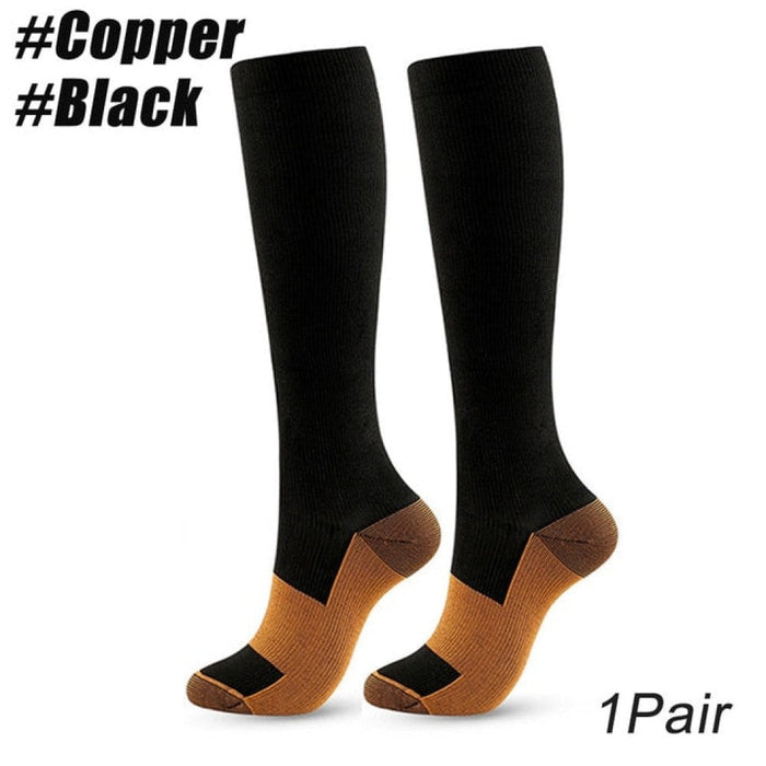 1Pair Copper Calf Compression Socks for Sports Cycling Running Camping