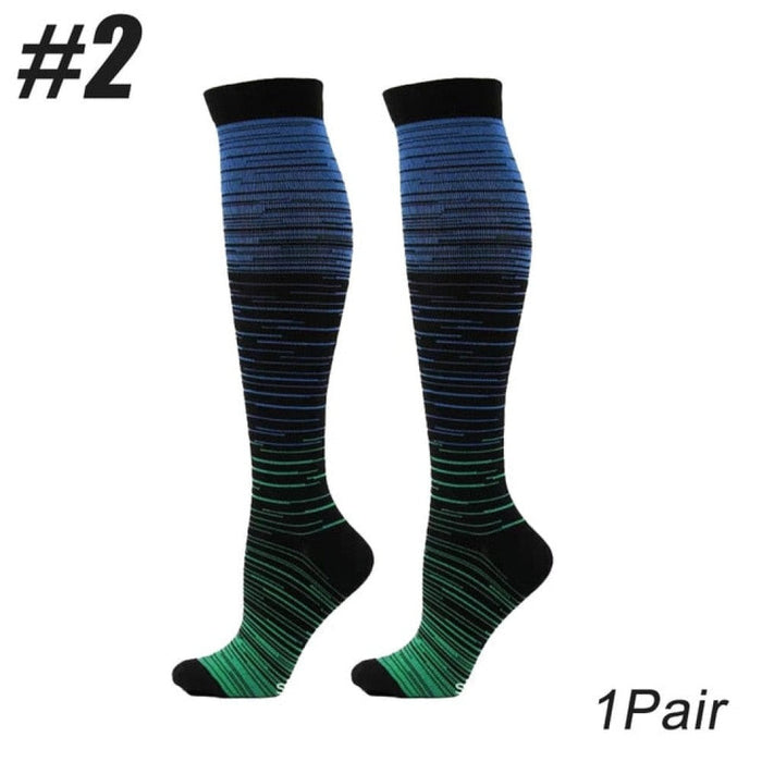 1Pair Graduated Compression Calf High Socks For Cycling Running Camping Hiking