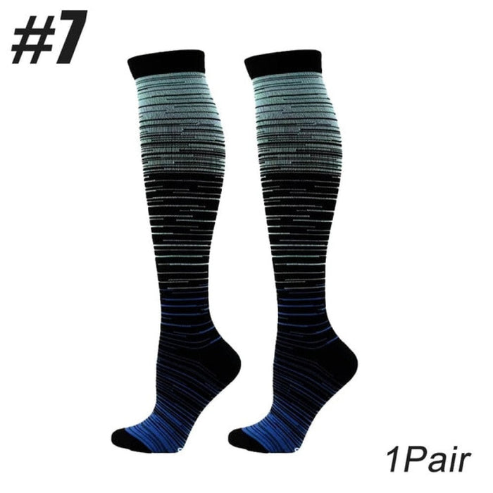 1Pair Graduated Compression Calf High Socks For Cycling Running Camping Hiking