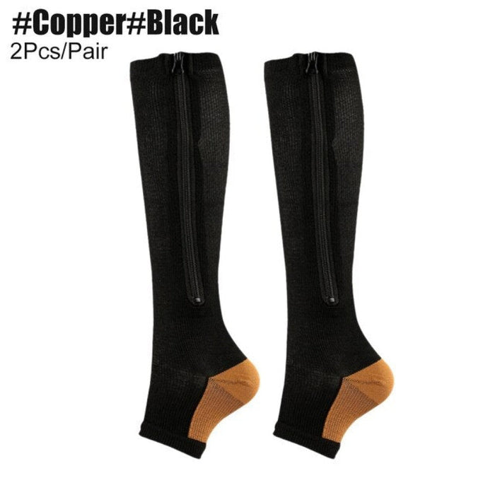 1 Pair Zipper Calf Compression Slim Length Stocking for Women