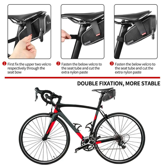 1l 1.8l Waterproof Reflective Bicycle Saddle Bag