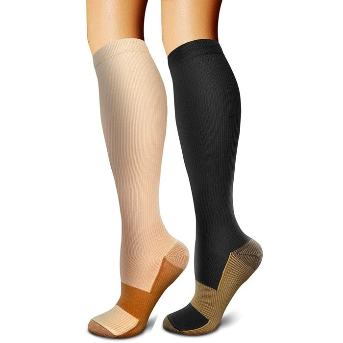 1Pair Copper Calf Compression Socks for Sports Cycling Running Camping