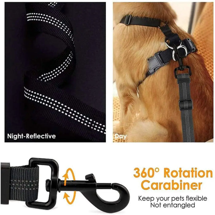 2 In 1 Elastic Reflective Pet Safety Car Seat Belt Latch Bar