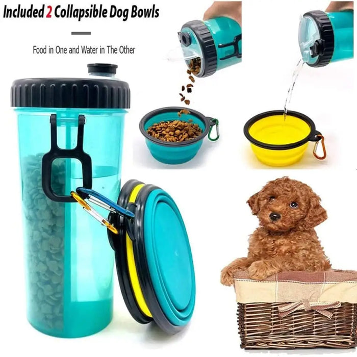 2 In 1 Non-toxic Portable Leakproof Dog Food Water Bottle