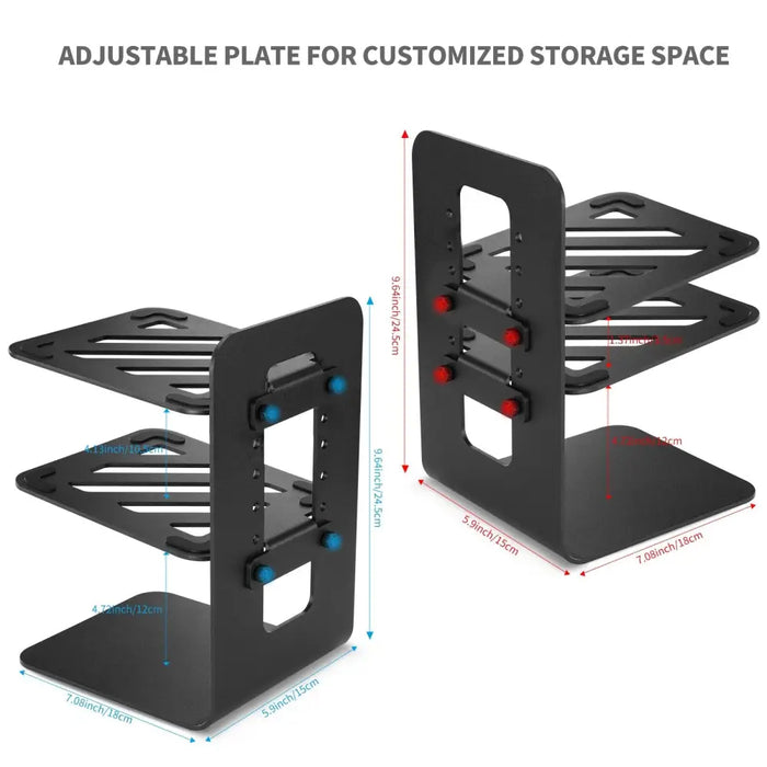 2-tiers Adjustable Metal Desktop Speaker Stand 1 Pair