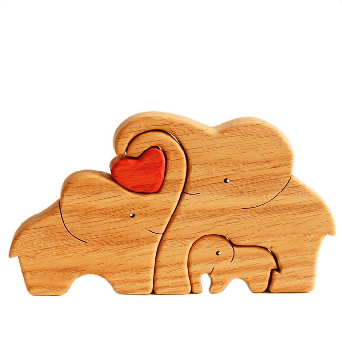 Vibe Geeks Wooden Elephant Family Stackable Figurine