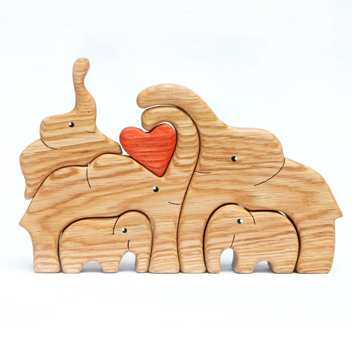 Vibe Geeks Wooden Elephant Family Stackable Figurine