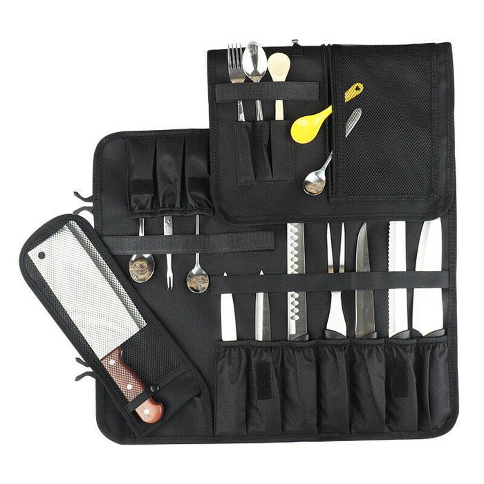 16 Slots Chef Knife Bag Roll Carry Case Adjustable Straps