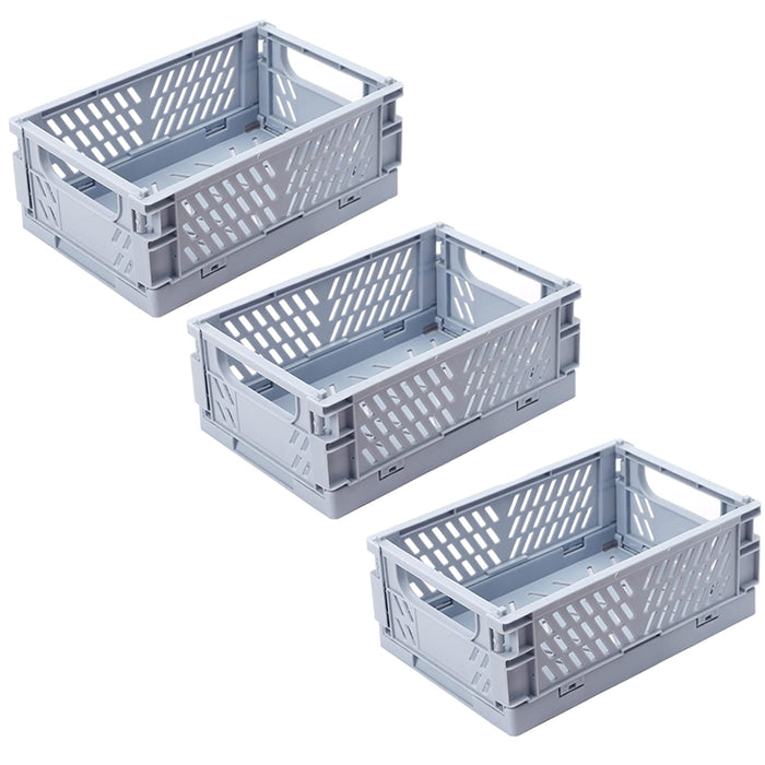 Vibe Geeks Pack Of 3 Mini Folding Plastic Crates Storage